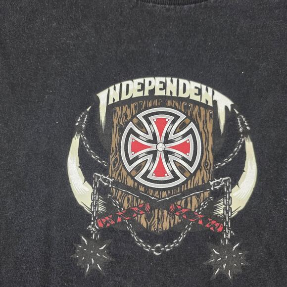 Vintage Independent Shirt Mens Medium Black Chris Haslam Skateboarding Tee Faded - Picture 2 of 10